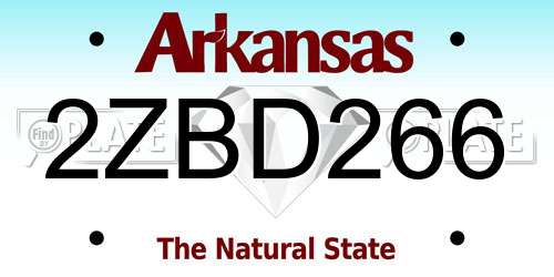 2ZBD266 Arkansas License Plate