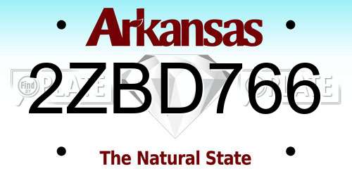 2ZBD766 Arkansas License Plate