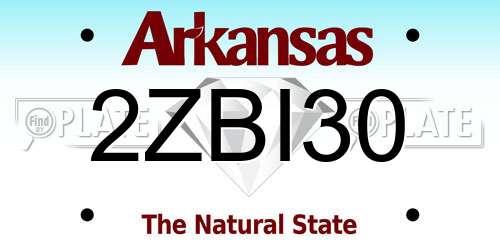2ZBI30 Arkansas License Plate