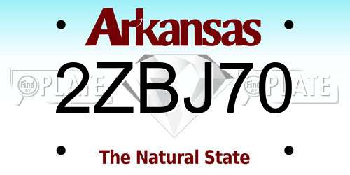 2ZBJ70 Arkansas License Plate