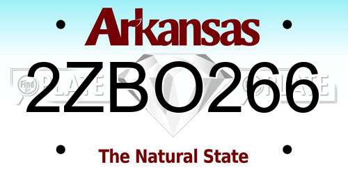2ZBO266 Arkansas License Plate