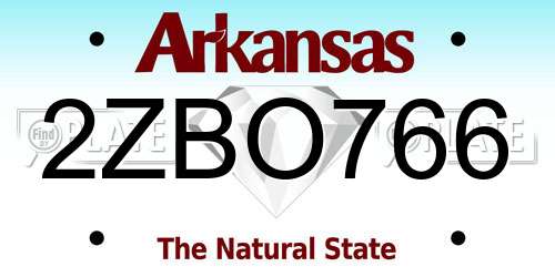 2ZBO766 Arkansas License Plate