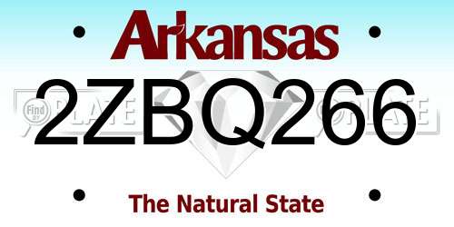 2ZBQ266 Arkansas License Plate