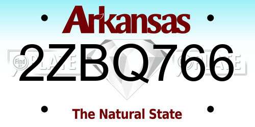 2ZBQ766 Arkansas License Plate