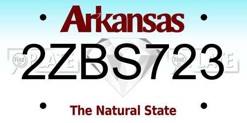 2ZBS723 Arkansas License Plate