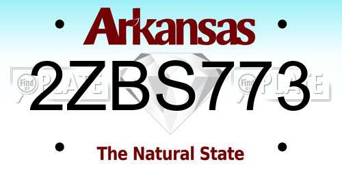2ZBS773 Arkansas License Plate