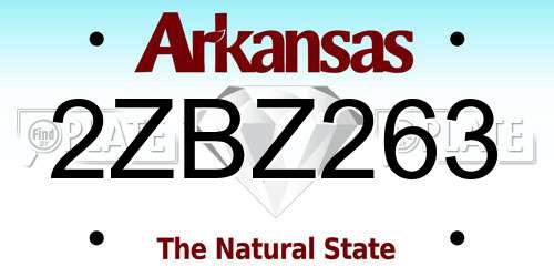 2ZBZ263 Arkansas License Plate