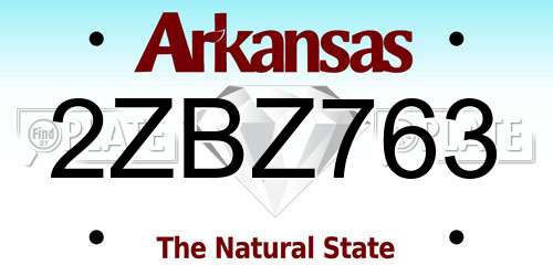 2ZBZ763 Arkansas License Plate