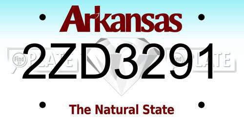 2ZD3291 Arkansas License Plate