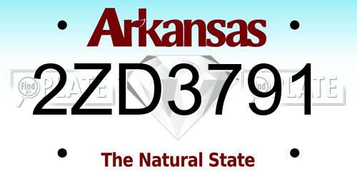 2ZD3791 Arkansas License Plate