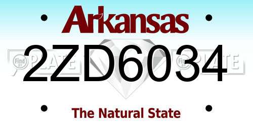 2ZD6034 Arkansas License Plate