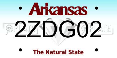 2ZDG02 Arkansas License Plate