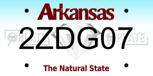 2ZDG07 Arkansas License Plate