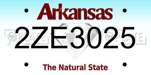 2ZE3025 Arkansas License Plate