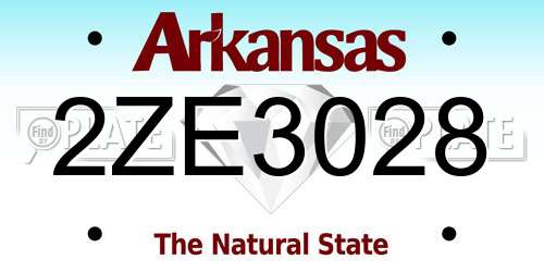 2ZE3028 Arkansas License Plate