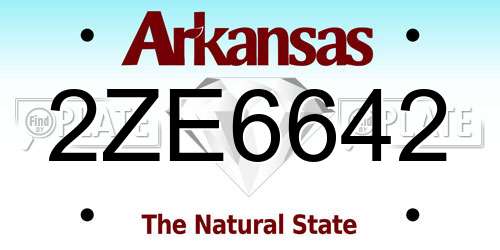 2ZE6642 Arkansas License Plate