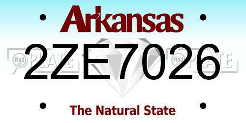 2ZE7026 Arkansas License Plate