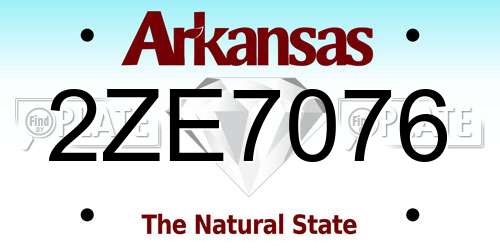2ZE7076 Arkansas License Plate