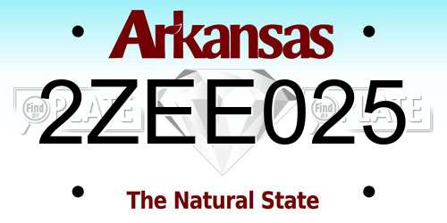 2ZEE025 Arkansas License Plate