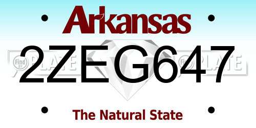 2ZEG647 Arkansas License Plate