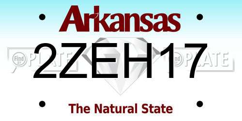 2ZEH17 Arkansas License Plate