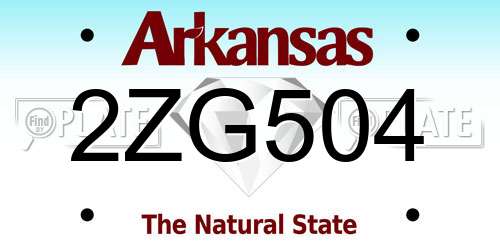 2ZG504 Arkansas License Plate