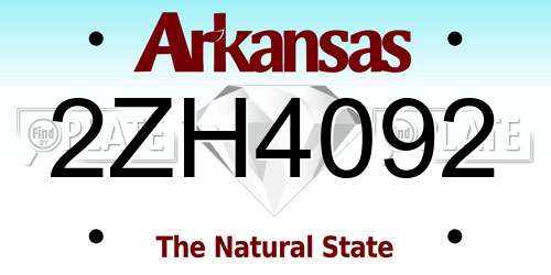 2ZH4092 Arkansas License Plate
