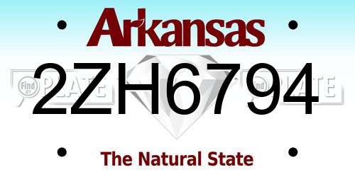 2ZH6794 Arkansas License Plate