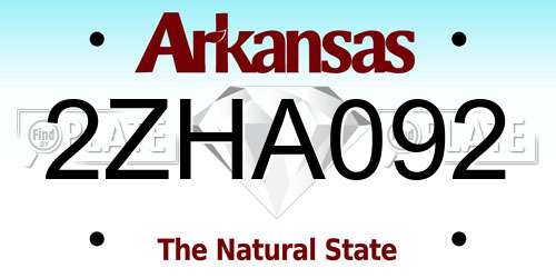 2ZHA092 Arkansas License Plate
