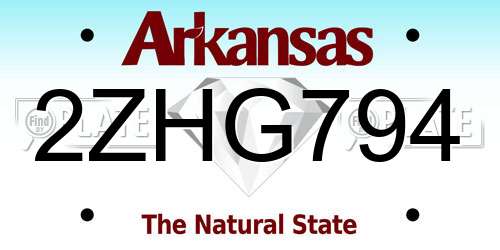 2ZHG794 Arkansas License Plate