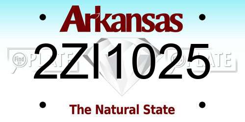 2ZI1025 Arkansas License Plate