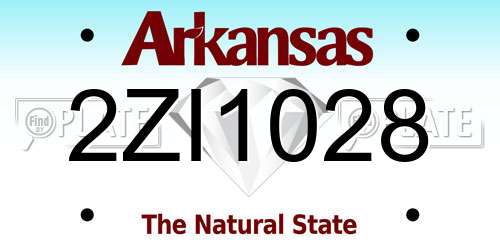 2ZI1028 Arkansas License Plate
