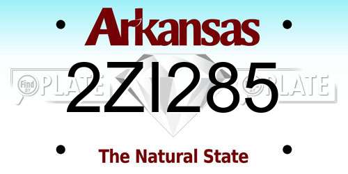 2ZI285 Arkansas License Plate