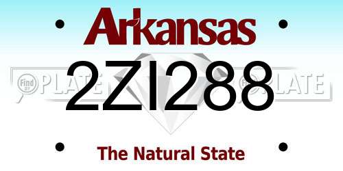 2ZI288 Arkansas License Plate