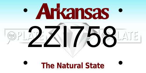 2ZI758 Arkansas License Plate