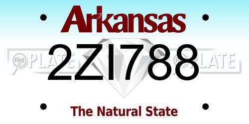 2ZI788 Arkansas License Plate