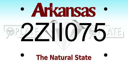 2ZII075 Arkansas License Plate