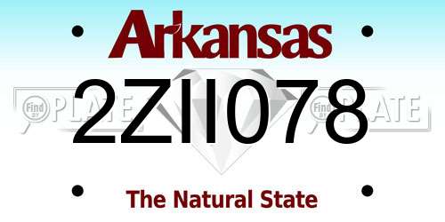 2ZII078 Arkansas License Plate