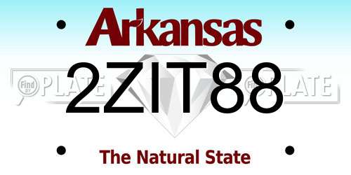 2ZIT88 Arkansas License Plate