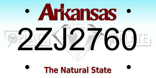 2ZJ2760 Arkansas License Plate