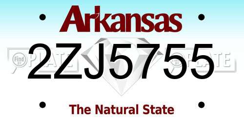 2ZJ5755 Arkansas License Plate
