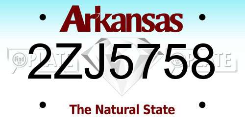 2ZJ5758 Arkansas License Plate