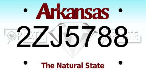 2ZJ5788 Arkansas License Plate