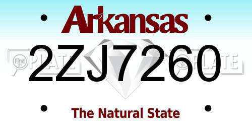 2ZJ7260 Arkansas License Plate