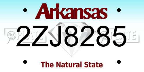 2ZJ8285 Arkansas License Plate