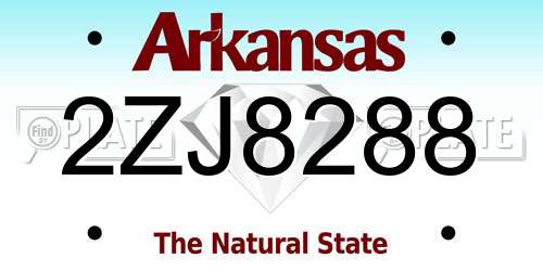 2ZJ8288 Arkansas License Plate