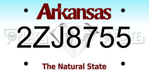2ZJ8755 Arkansas License Plate