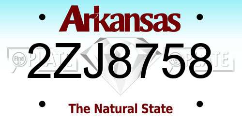 2ZJ8758 Arkansas License Plate