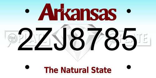 2ZJ8785 Arkansas License Plate