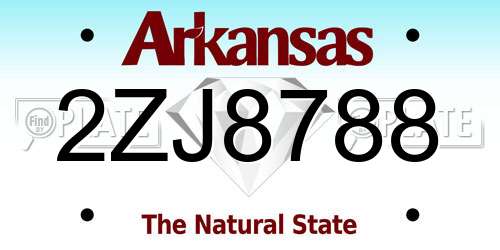 2ZJ8788 Arkansas License Plate